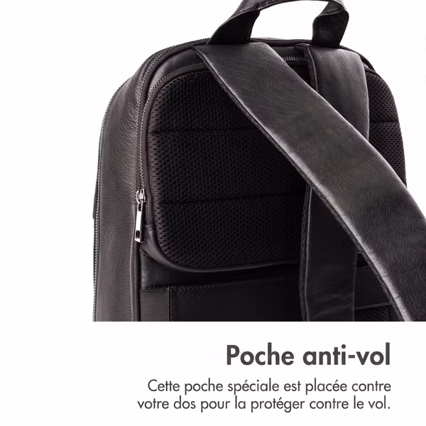 Accezz Leather Sac à dos ordinateur 16 pouces - Noir