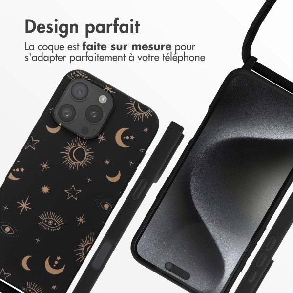 imoshion Coque design en silicone avec cordon Apple iPhone 16 Pro Max - Sky Black