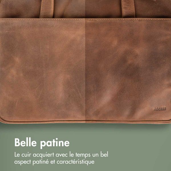 Accezz Leather Sac ordinateur 16 pouces - Cognac