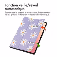 imoshion Coque tablette Design Trifold Samsung Galaxy Tab S9 11.0 pouces / Tab S10 FE / S9 FE 10.9 pouces - Flower Distance