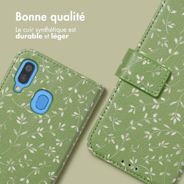 imoshion Étui de télephone portefeuille Design Samsung Galaxy A40 - Green Flowers