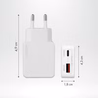 Accezz Chargeur GaN Ultra Slim - USB-C + USB-A - 45 W - Blanc