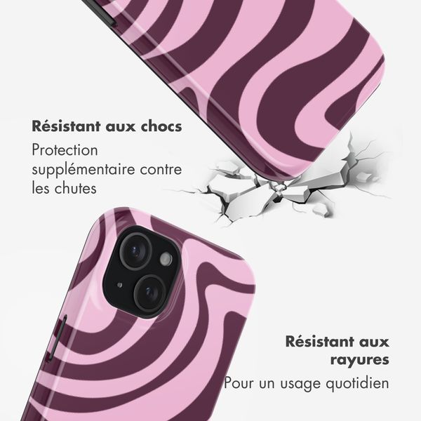 Selencia Coque arrière Vivid Apple iPhone 15 - Wavy Swirl Pink Plum