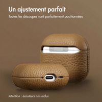 Accezz Coque en cuir véritable  Apple Airpods 4 - Taupe
