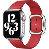 Apple Bracelet Leather Band Modern Buckle Apple Watch Series 1 t/m 9 / SE (38/40/41 mm) | Series 10 / 11 (42 mm) - Taille M - Scarlet Red