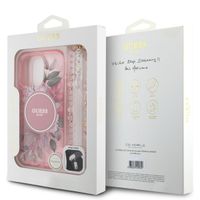 Guess MagSafe IML Flowers Case avec beads strap iPhone 15 Pro Max - Pink