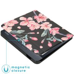 imoshion Design Slim Hard Sleepcover avec support Kobo Libra H2O - Blossom Watercolor Black
