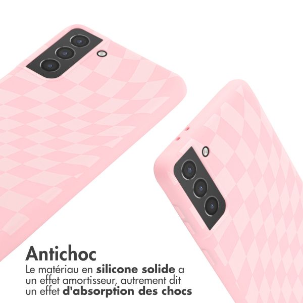 imoshion Coque design en silicone avec cordon Samsung Galaxy S21 Plus - Retro Pink