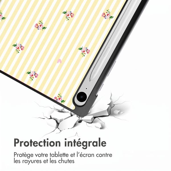 imoshion Coque tablette Design Trifold Samsung Galaxy Tab S9 11.0 pouces / S10 Lite / S10 FE / S9 FE 10.9 pouces - Garden Stripes