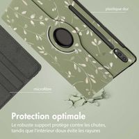 imoshion Coque tablette Design rotatif à 360° Samsung Galaxy Tab S10 Ultra / Tab S9 Ultra - Green Flowers