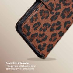 Selencia Étui de télephone portefeuille imprimé léopard Sabi Samsung Galaxy A35 - Mocha Brown