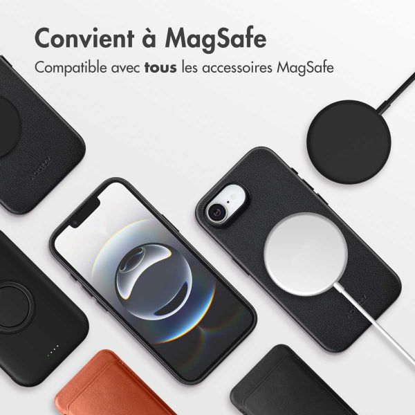 Accezz Coque arrière en cuir avec MagSafe Apple iPhone 16e - Onyx Black