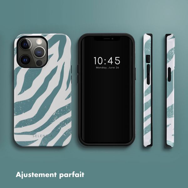 Selencia Coque arrière Vivid Tough iPhone 13 Pro - Colorful Zebra Pine Blue