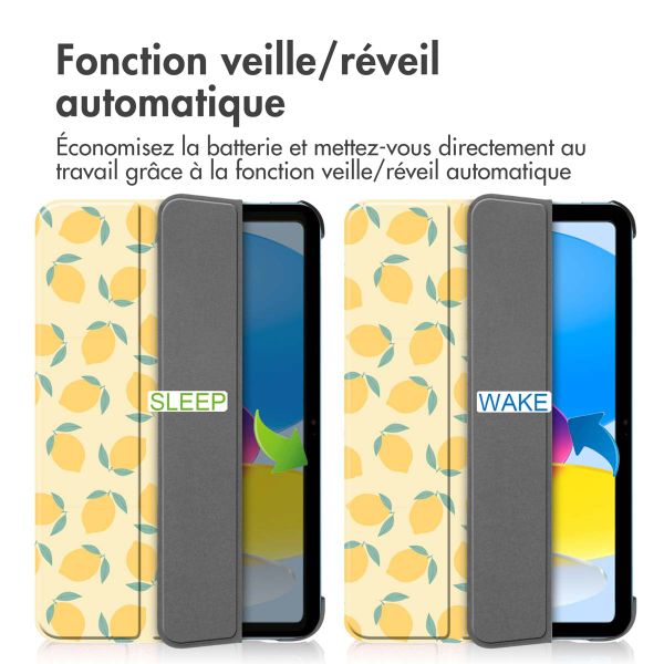 imoshion Coque tablette Design Trifold Apple iPad 11 (2025) 11 pouces A16 / iPad 10 (2022) 10.9 pouces - Citrus Dream