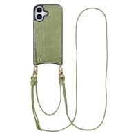 Selencia Coque de télephone Nova Croco avec cordon et porte-cartes Apple iPhone 17 - Sage Green