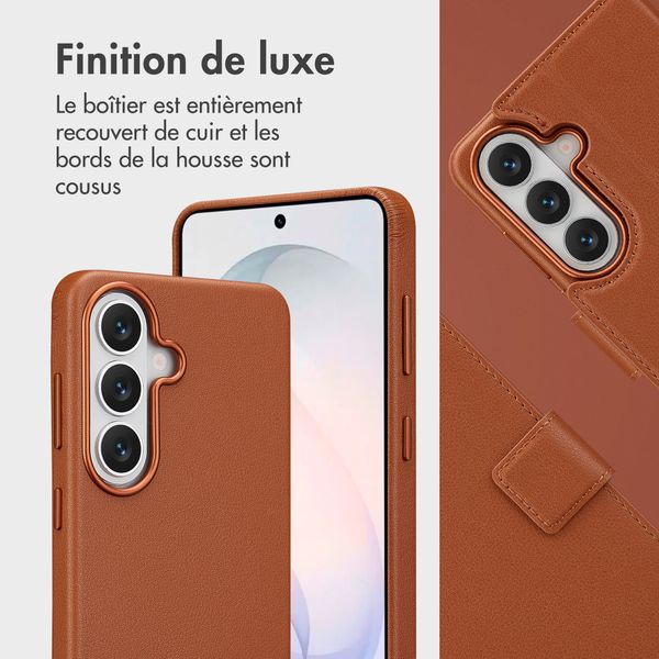 Accezz Étui de télephone portefeuille en cuir 2-en-1 avec MagSafe Samsung Galaxy S26 - Sienna Brown