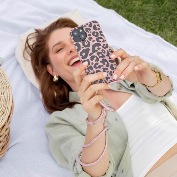 imoshion Coque design en silicone avec cordon Samsung Galaxy A13 (4G) - Animal Pink