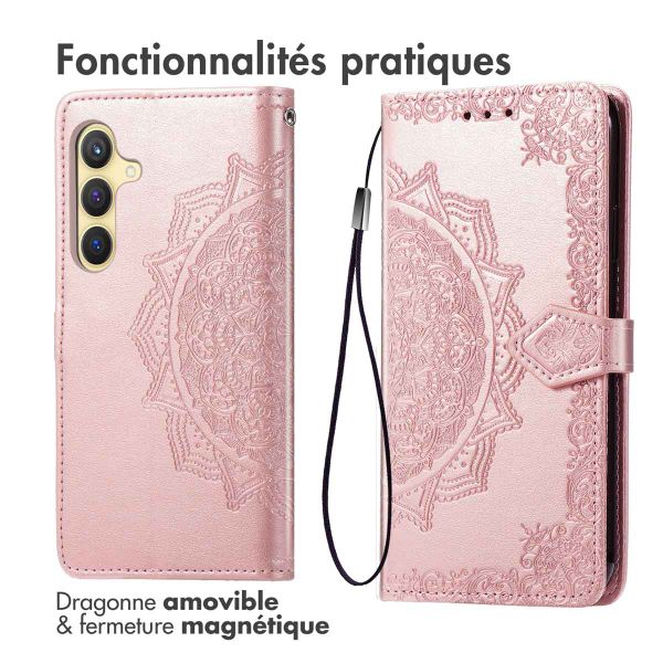 imoshion Etui de téléphone portefeuille Mandala Samsung Galaxy S25 Plus - Rose Dorée