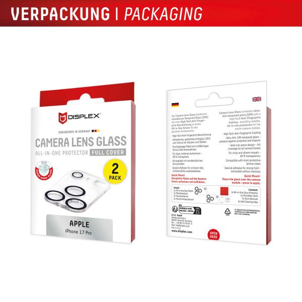 Displex CamGlass All-In-One Protection d'objectif de caméra Apple iPhone 17 Pro