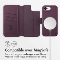 Accezz Étui de téléphone portefeuille en cuir 2-en-1 avec MagSafe Apple iPhone 16e - Heath Purple