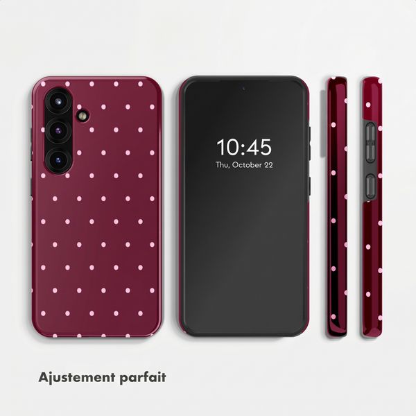 Selencia Coque arrière Vivid avec MagSafe Samsung Galaxy S25 - Happy Dots Burgundy
