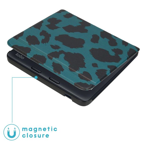 imoshion Design Slim Hard Sleepcover avec support Kobo Libra 2 / Tolino Vision 6 - Green Panther