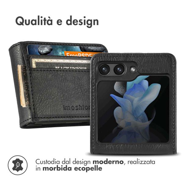 imoshion Étui de télephone portefeuille Luxe Samsung Galaxy Z Flip 5 - Noir