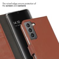 Selencia Étui portefeuille en cuir véritable Samsung Galaxy S22 - Marron clair