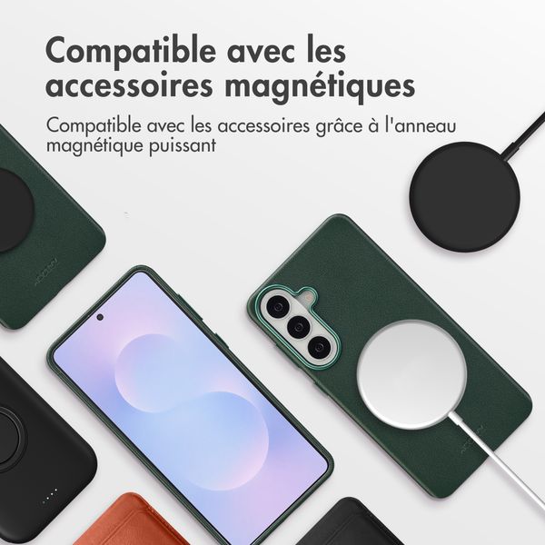 Accezz Coque arrière en cuir avec MagSafe Samsung Galaxy S26 Plus - Cedar Green