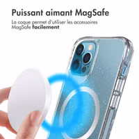 imoshion Coque arrière transparente Pailletée avec MagSafe Apple iPhone 12 (Pro) - Argent