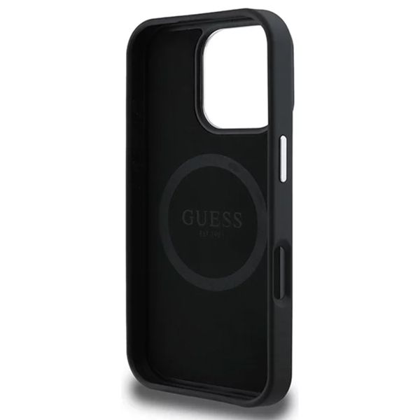 Guess Coque Grained Triangle MagSafe Apple iPhone 16 Pro - Noir