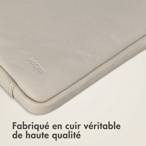 Accezz Pochette ordinateur Leather avec fermeture éclair 13-14 pouces - Beige