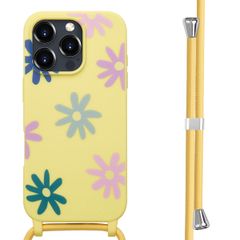 imoshion Coque design en silicone avec cordon Apple iPhone 16 Pro - Yellow Flower Distance