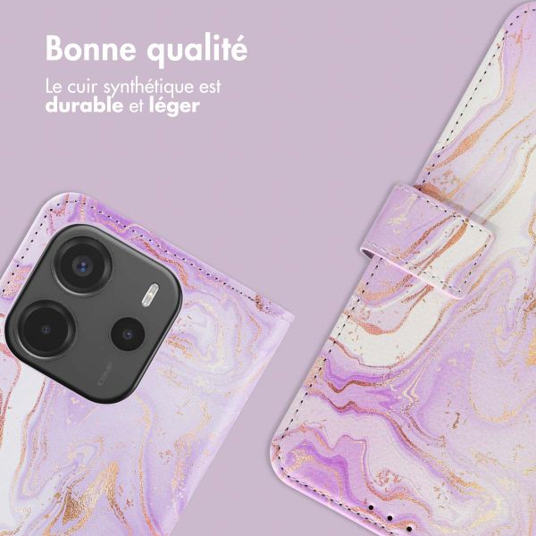 imoshion Étui de télephone portefeuille Design Xiaomi Redmi Note 14 (4G) - Purple Marble