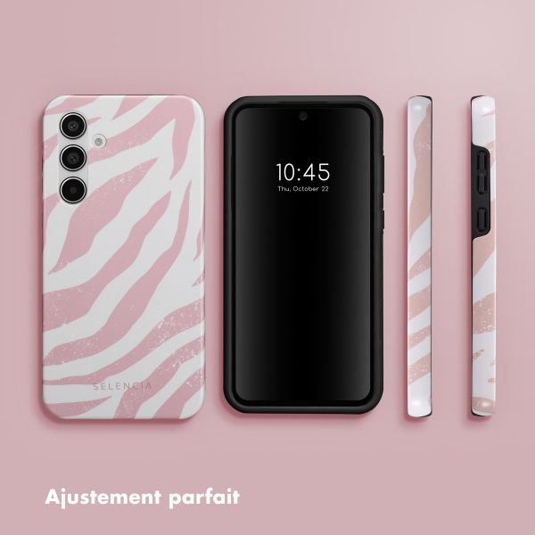 Selencia Coque arrière Vivid Tough Samsung Galaxy A55 - Colorful Zebra Old Pink