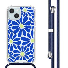 imoshion Coque Design avec cordon Apple iPhone 15 - Cobalt Blue Flowers Connect