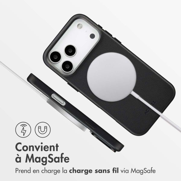 Accezz Coque arrière en cuir avec MagSafe Apple iPhone 17 Pro Max - Onyx Black