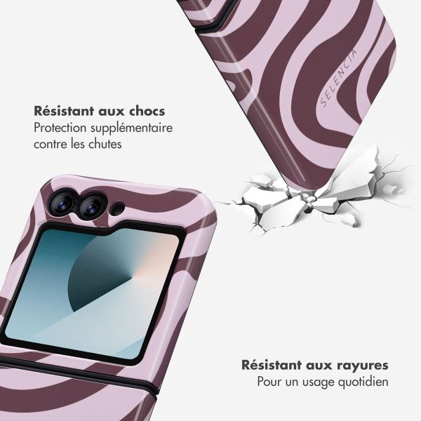 Selencia Coque arrière Vivid Samsung Galaxy Z Flip 6 / Flip 7 FE - Wavy Swirl Pink Plum