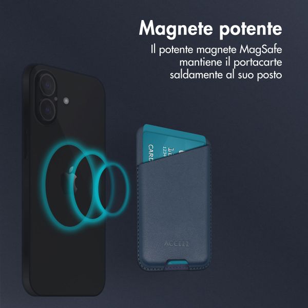 Accezz Porte-cartes en cuir - Compatible avec MagSafe et Qi2 - Nightfall Blue