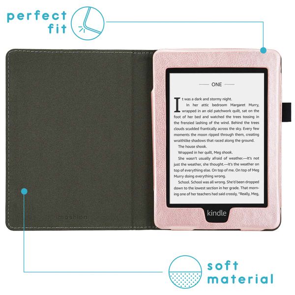 imoshion Étui de liseuse portefeuille en cuir végan Amazon Kindle Paperwhite 4 - Rose Doré