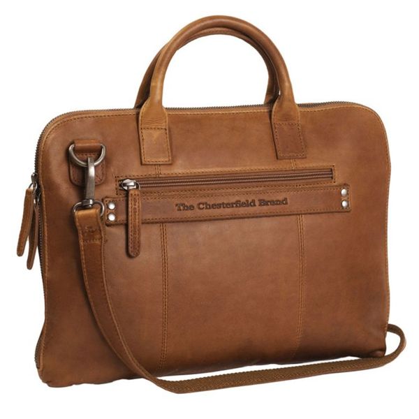 The Chesterfield Brand Sac ordinateur 14 pouces Harvey - Cuir véritable - Cognac