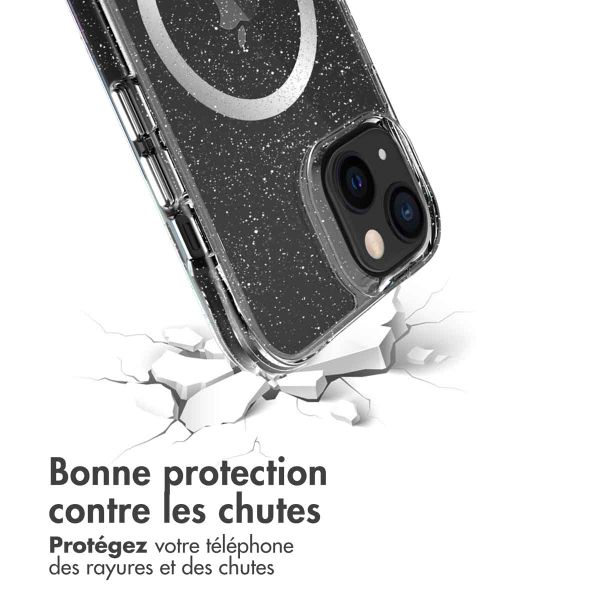 imoshion Coque arrière transparente Pailletée avec MagSafe Apple iPhone 13 - Argent