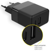 Accezz Wall Charger iPhone 13 Mini - Chargeur - Connexion USB-C et USB - Power Delivery - 20 Watt - Noir