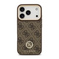 Guess Coque arrière en cuir avec logo Strass classique et MagSafe Apple iPhone 17 Pro - Marron