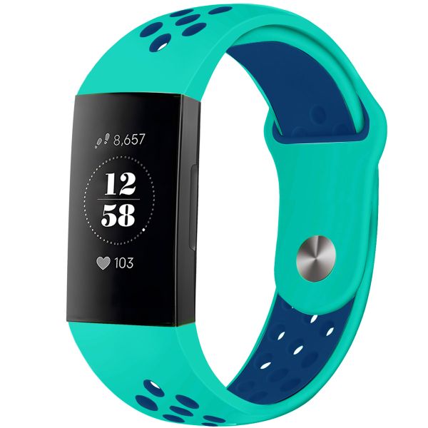 imoshion Bracelet sportif en silicone Fitbit Charge 3  /  4 - Turquoise  /  Bleu