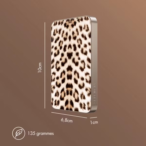 Selencia Powerbank Vivid 5 000 mAh - MagSafe et Qi2 - Desert Gold / Leopard