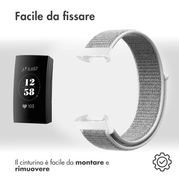 imoshion Bracelet en nylon Fitbit Charge 3 / 4 - Gris clair