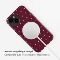 Selencia Coque arrière Vivid avec MagSafe Apple iPhone 14 - Happy Dots Burgundy