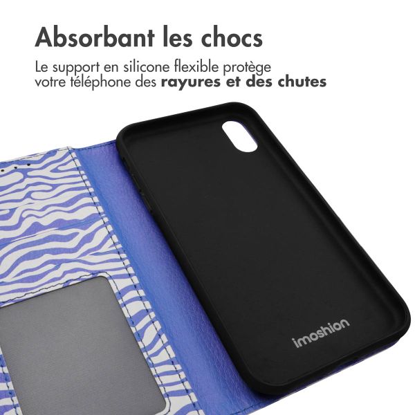 imoshion Étui de télephone portefeuille Design Apple iPhone Xr - White Blue Stripes
