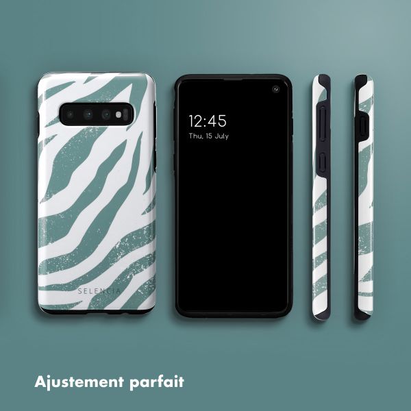 Selencia Coque arrière Vivid Tough Samsung Galaxy S10 - Colorful Zebra Pine Blue